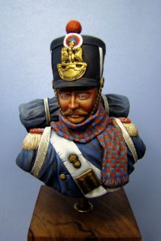 Front view of a French Drummer - Retreat from Moscow 1812 fine scale model bust kit produced by Black Eagle Miniatures