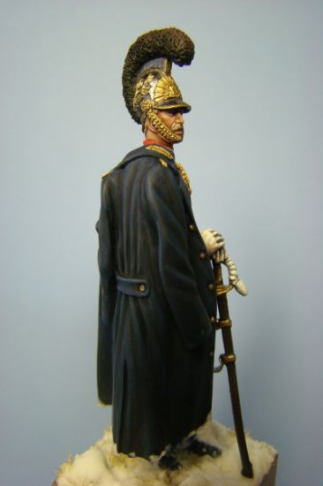 Right British Royal Horse Guard Office (with cape) - 1825 75mm fine scale figure model kit produced by Hawk Miniatures
