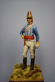 Front Lieutenant Colonel Patrick Maxwell 19th Light Dragoons, Battle of Assay - 1803 a 75mm figure fine scale model kit produced by Hawk Miniatures