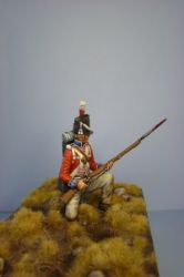 Right Grenadier Guard Private - kneeling, Battle of Waterloo 1815 - 75mm figure fine scale model kit produced by Hawk Miniatures