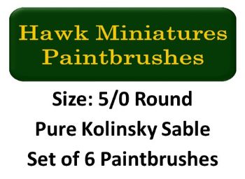 Kolinsky Sable Paintbrush Set Size 5/0 (Set of 6 Rounds)