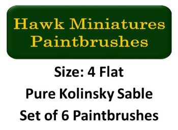 Kolinsky Sable Paintbrush Set Size 4 (Set of 6 Flat)