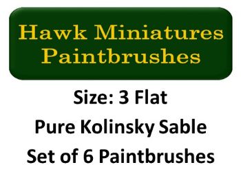 Kolinsky Sable Paintbrush Set Size 3 (Set of 6 Flat)