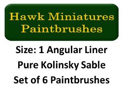 Kolinsky Sable Paintbrush Set Size 1 (Set of 6 Flat Angular Liner)