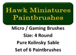 Micro Gaming Paintbrush Set Size 4 (Set of 6 Rounds)