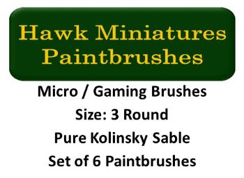 Micro Gaming Paintbrush Set Size 3 (Set of 6 Rounds)