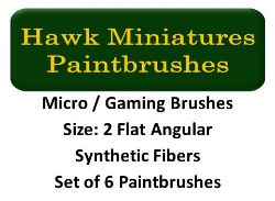 Micro Gaming Paintbrush Set Size 2 (Set of 6 Flat Angular)